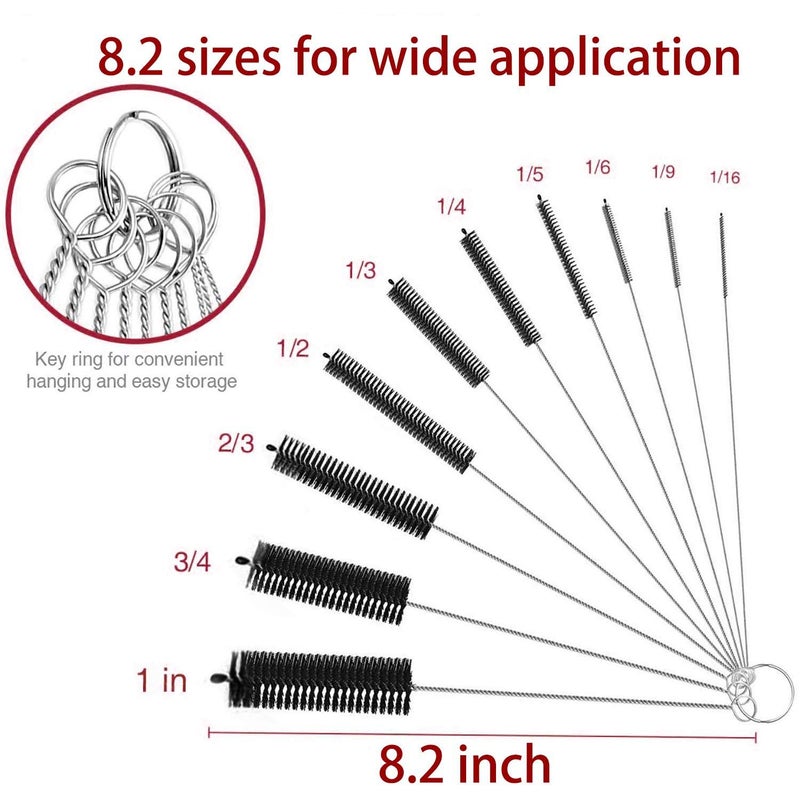 desin Long Straw Brush, Nylon Pipe Tube Cleaner 8.2-ihch 10 Different Diameters Set of 10 - Image 4
